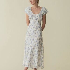 NWT Doen Florencia Blue Floral Midi Dress